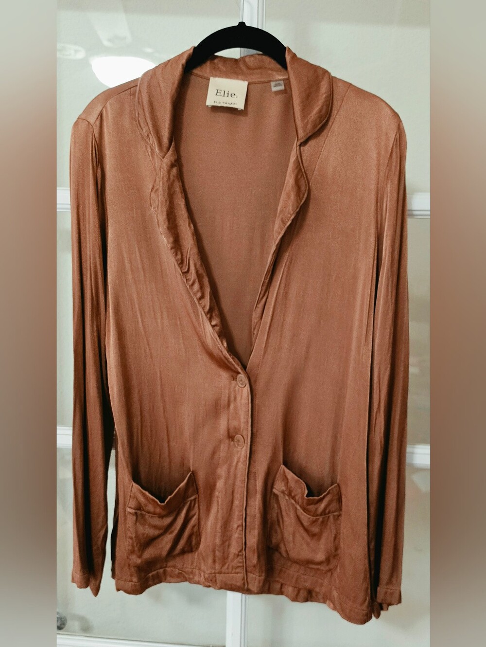 Ellie Tahari Sateen Button-Front Women’s Blazer in   Copper  (Gold Rust) Large